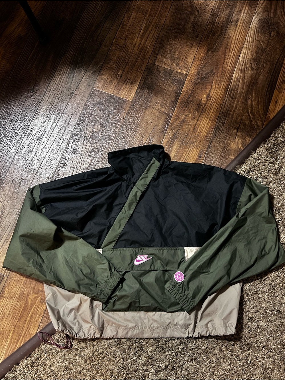 Nike Anorak Black, Olive & Taupe Colorblock Windbreaker Jacket